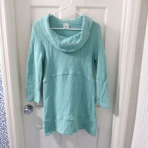 CMC by "Color Me Cotton" 100% cotton aqua heavy knit tunic XS, new without tags